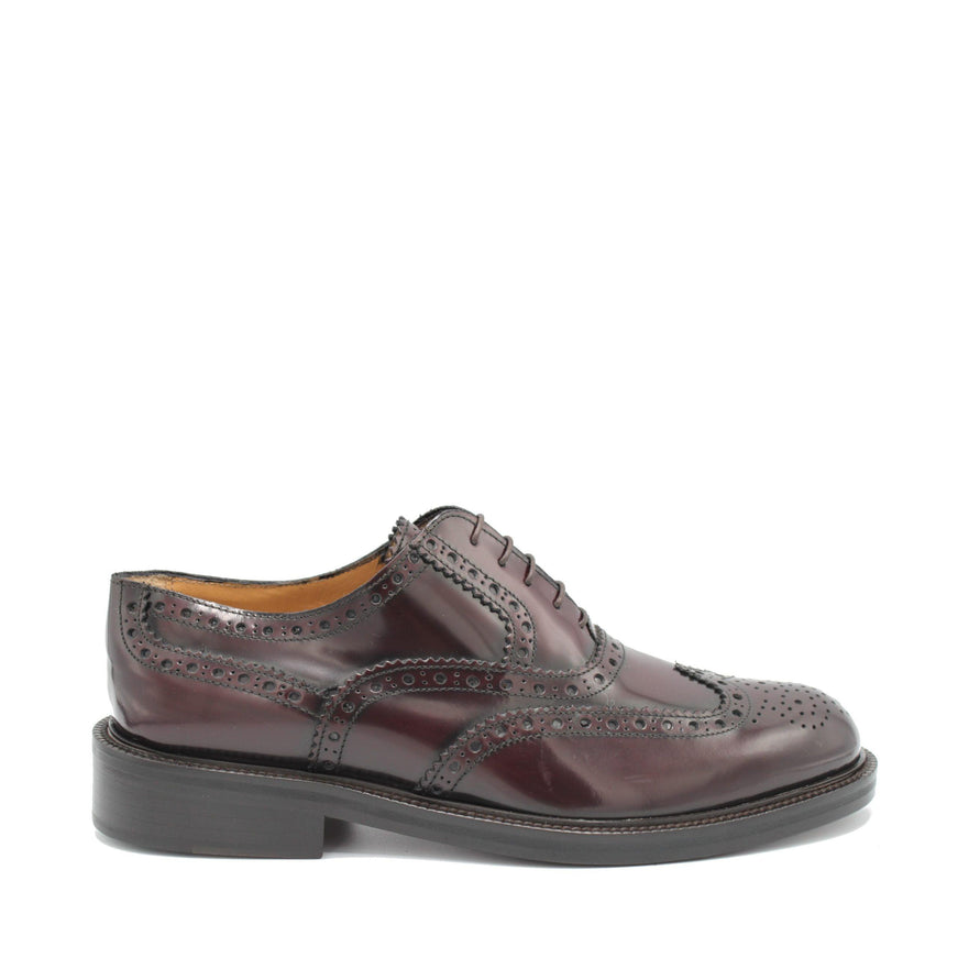 Saxone of Scotland Bordeaux Spazzolato Leather Mens Laced Full Brogue Shoes - Ellie Belle