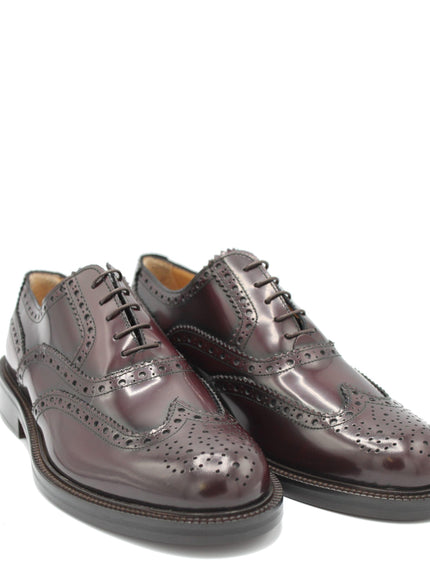 Saxone of Scotland Bordeaux Spazzolato Leather Mens Laced Full Brogue Shoes - Ellie Belle