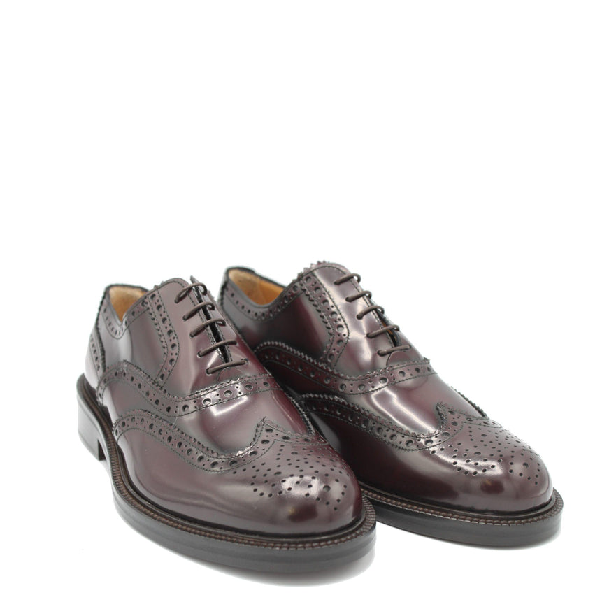 Saxone of Scotland Bordeaux Spazzolato Leather Mens Laced Full Brogue Shoes - Ellie Belle