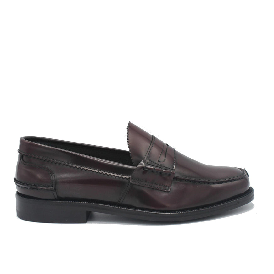 Saxone of Scotland Bordeaux Spazzolato Leather Mens Loafers Shoes - Ellie Belle