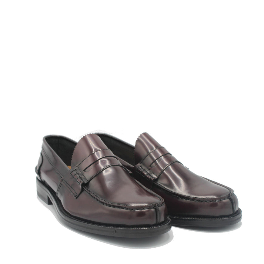 Saxone of Scotland Bordeaux Spazzolato Leather Mens Loafers Shoes - Ellie Belle