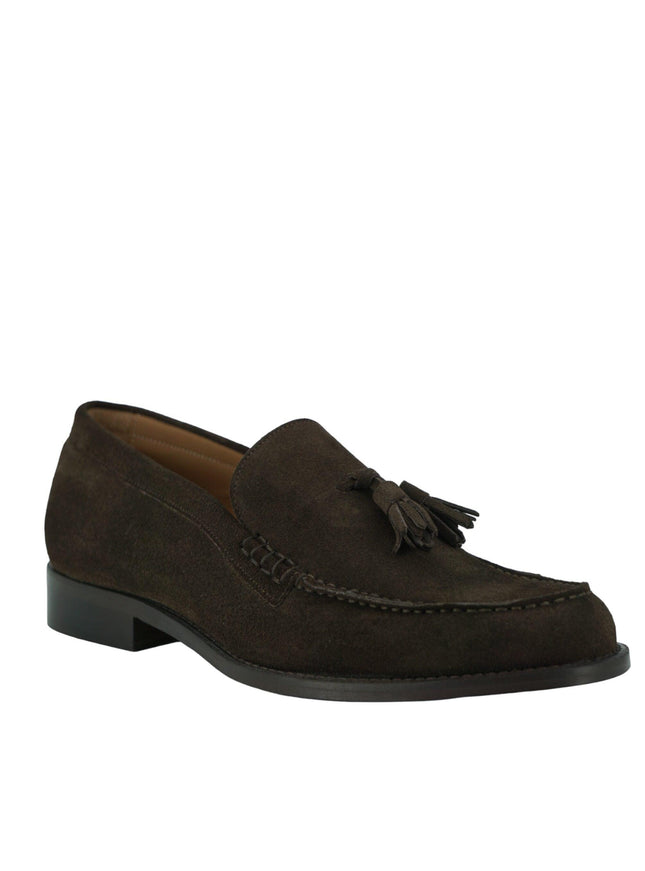 Saxone of Scotland Brown Suede Leather Mens Loafers Shoes - Ellie Belle