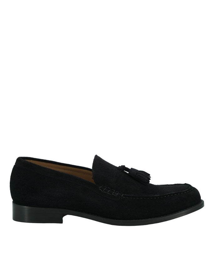 Saxone of Scotland Dark Blue Suede Leather Mens Loafers Shoes - Ellie Belle