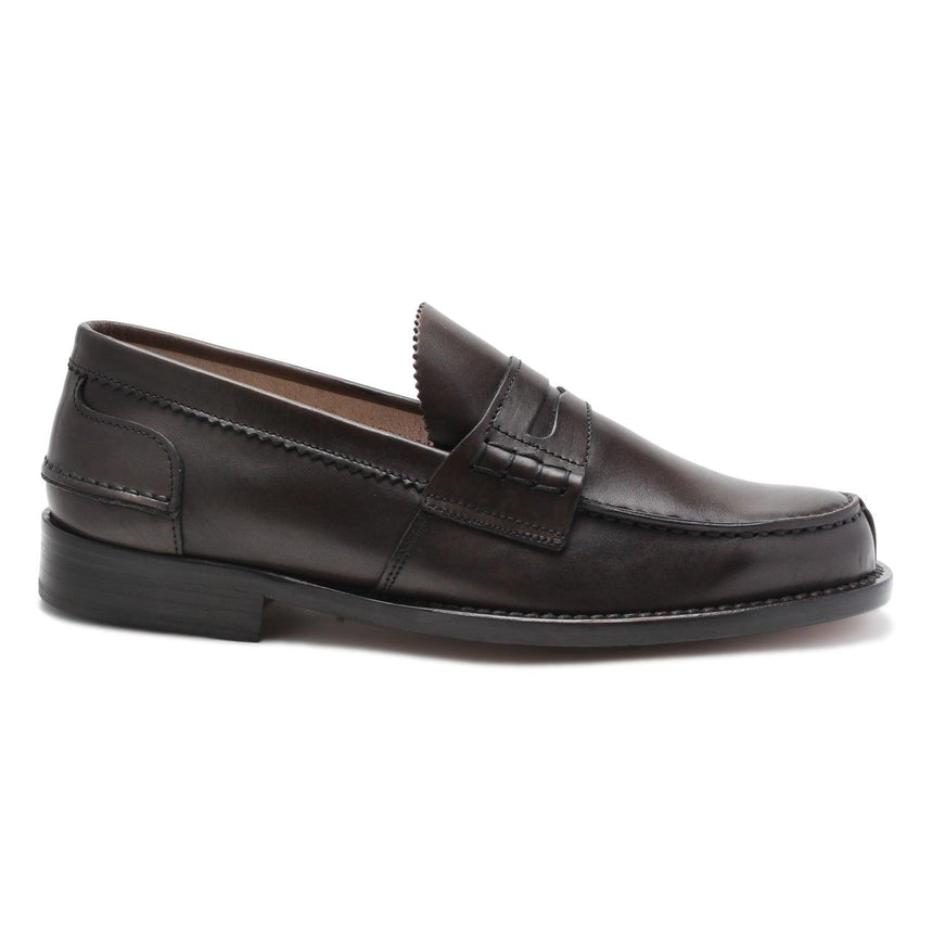 Saxone of Scotland Dark Brown Leather Mens Loafers Shoes - Ellie Belle