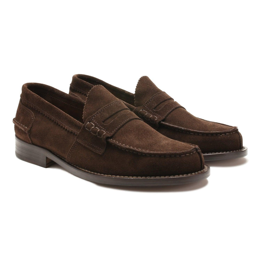 Saxone of Scotland Dark Brown Suede Leather Mens Loafers Shoes - Ellie Belle