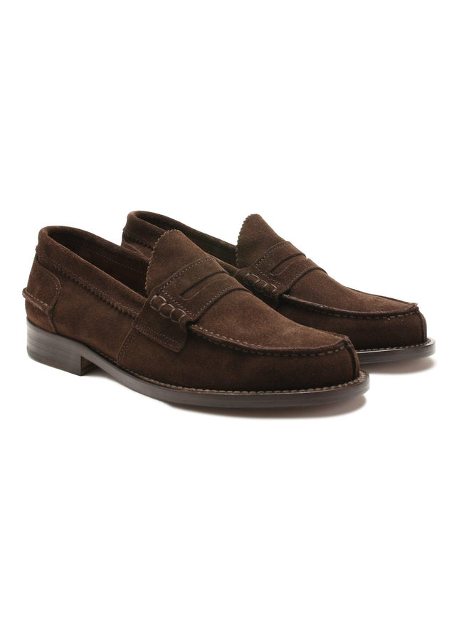 Saxone of Scotland Dark Brown Suede Leather Mens Loafers Shoes - Ellie Belle