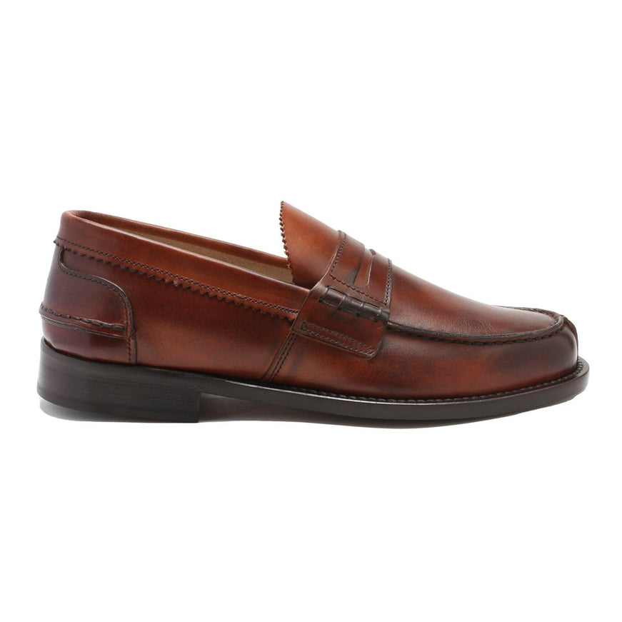 Saxone of Scotland Natural Calf Leather Mens Loafers Shoes - Ellie Belle