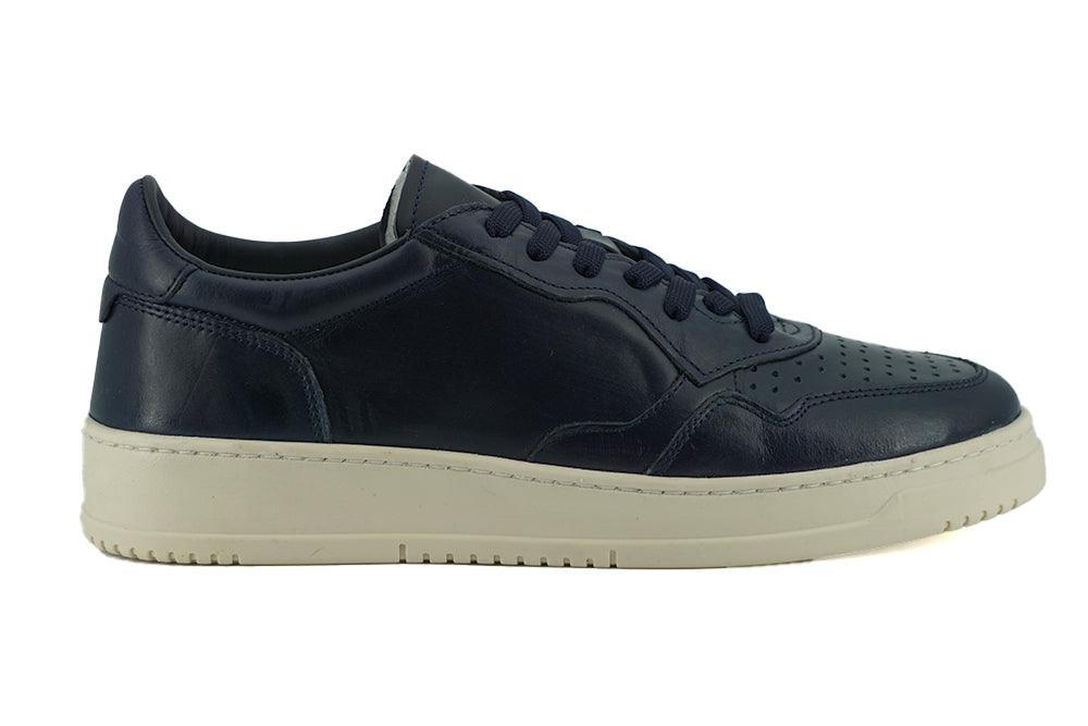 Saxone of Scotland Navy Blue Leather Low Top Sneakers - Ellie Belle