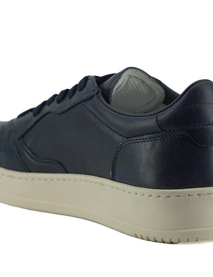 Saxone of Scotland Navy Blue Leather Low Top Sneakers - Ellie Belle