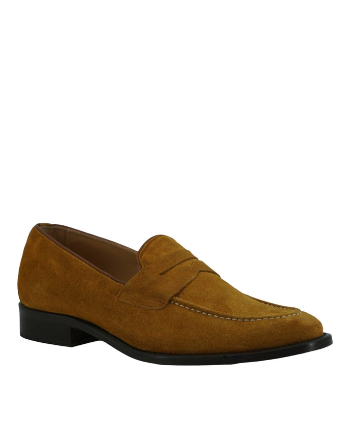 Saxone of Scotland Tan Brown Suede Leather Mens Loafers Shoes - Ellie Belle