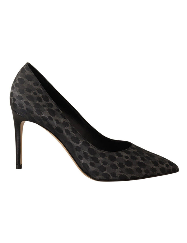 Sofia Black Leopard Leather Stiletto High Heels Pumps Shoes - Ellie Belle