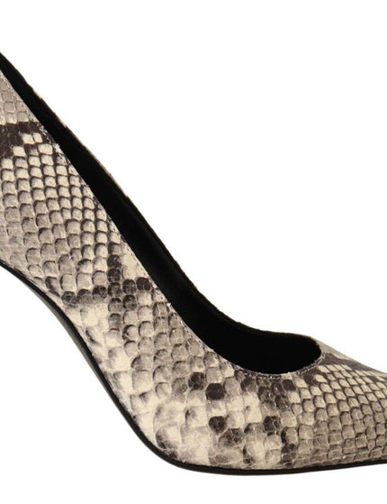Sofia Gray Snake Skin Leather Stiletto High Heels Pumps Shoes - Ellie Belle