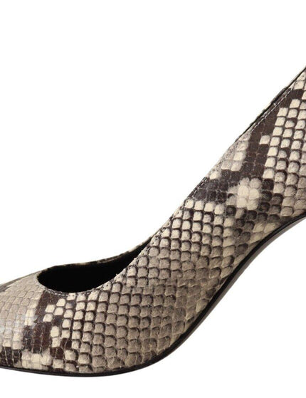 Sofia Gray Snake Skin Leather Stiletto High Heels Pumps Shoes - Ellie Belle