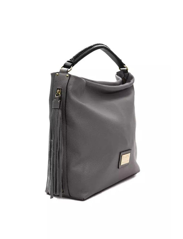Pompei Donatella Gray Leather Shoulder Bag - Ellie Belle