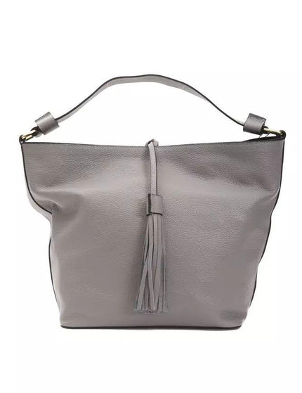 Pompei Donatella Gray Leather Shoulder Bag - Ellie Belle