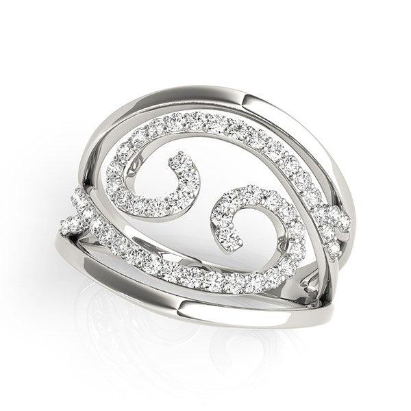 Swirl Design Diamond Ring in 14k White Gold (1/2 cttw) - Ellie Belle