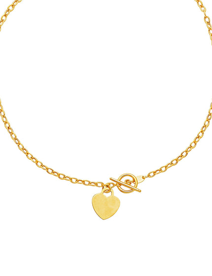 Toggle Necklace with Heart Charm in 14k Yellow Gold - Ellie Belle