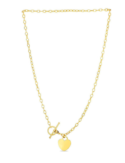 Toggle Necklace with Heart Charm in 14k Yellow Gold - Ellie Belle