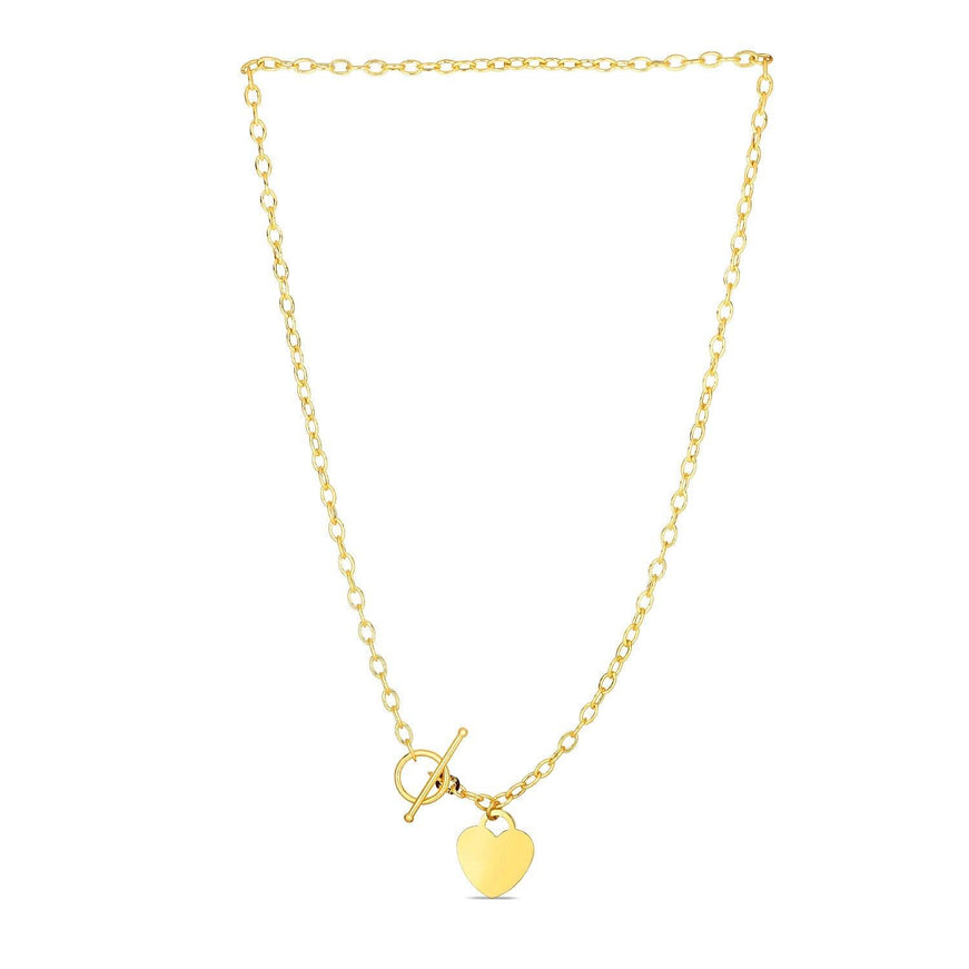 Toggle Necklace with Heart Charm in 14k Yellow Gold - Ellie Belle