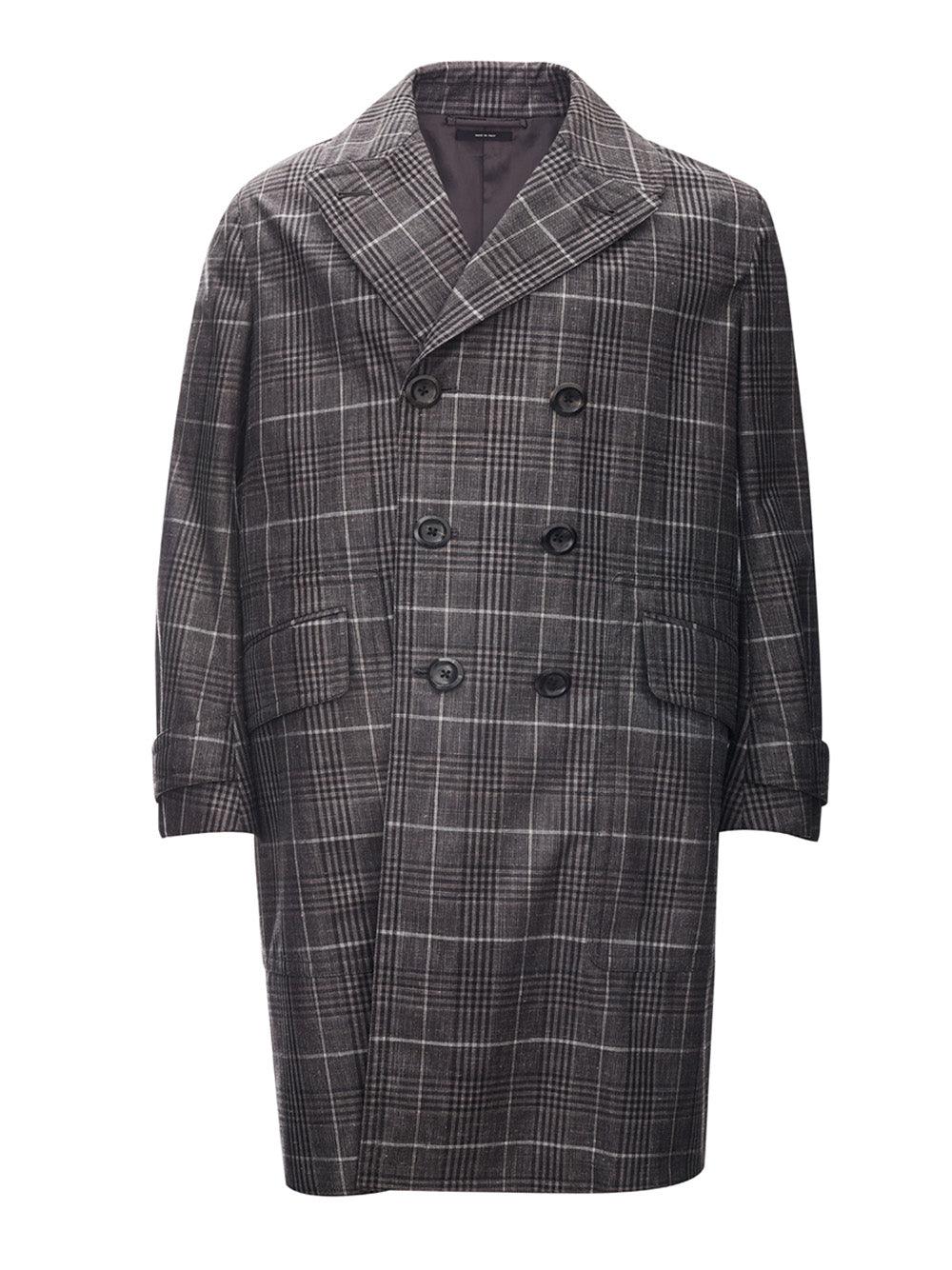 Tom Ford Grey Checked Mid-Length Trench - Ellie Belle