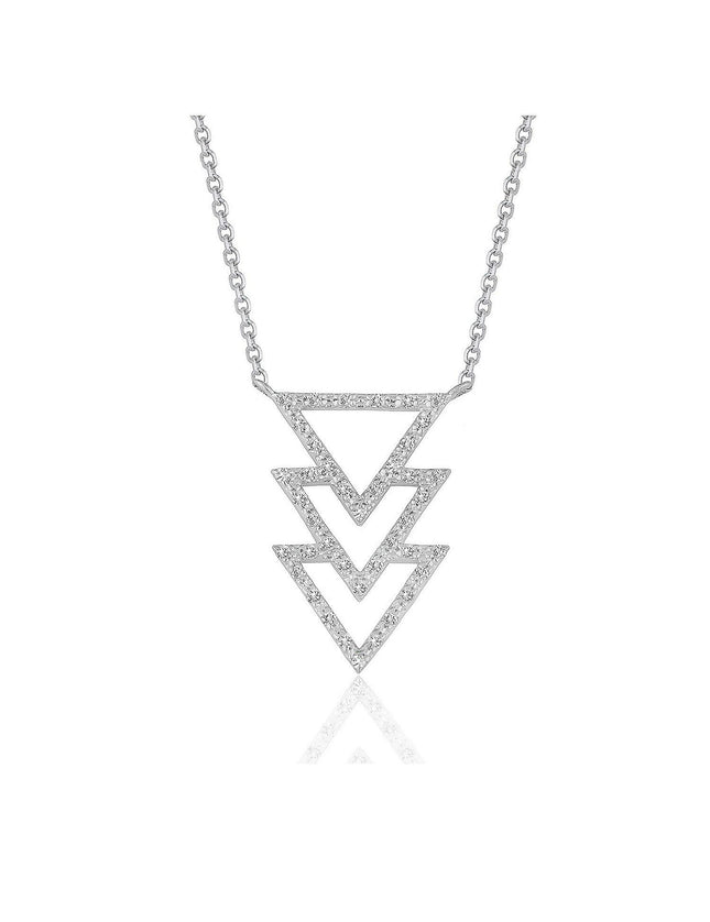 Triple Triangle Pendant with Diamonds in 14k White Gold (1/5 cttw) - Ellie Belle