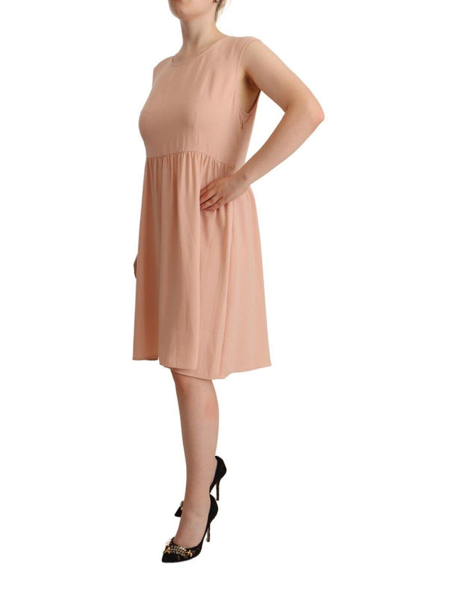 Twinset Beige Polyester Sleeveless Shift Knee Length Dress - Ellie Belle