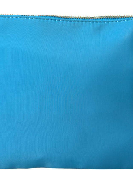 Twinset Blue Tafta Silk Large Bow Zipper Clutch Women Borse Logo Bag - Ellie Belle