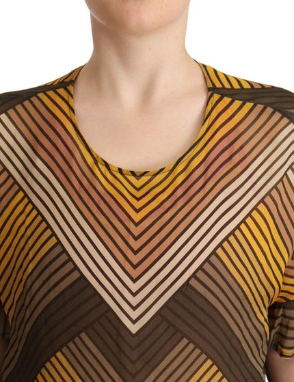 Twinset Multicolor Stripes Short Sleeves Round Neck Top Blouse - Ellie Belle