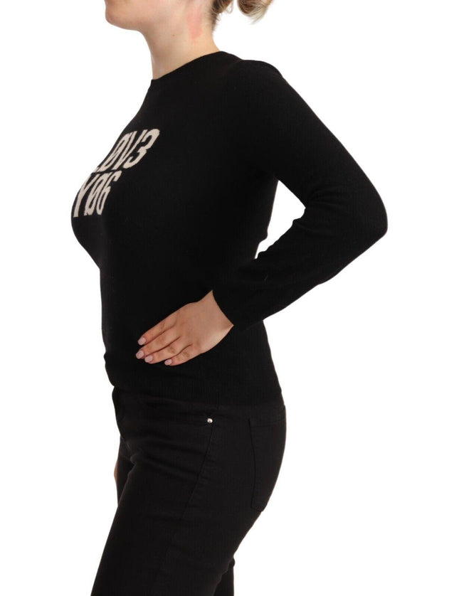 Valentino Black Long Sleeve Round Neck Pullover Sweater - Ellie Belle