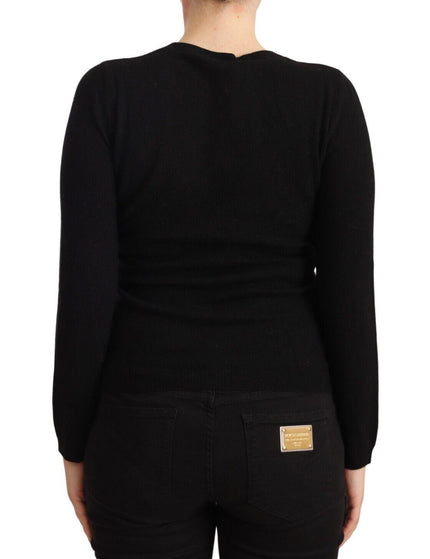 Valentino Black Long Sleeve Round Neck Pullover Sweater - Ellie Belle