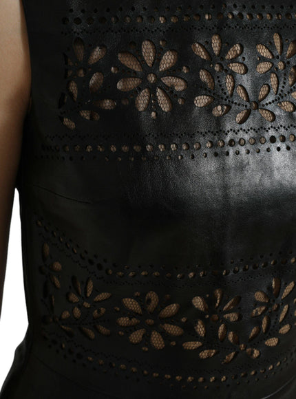 Valentino Shiny Black Nylon Cut Out A-line Mini Dress - Ellie Belle