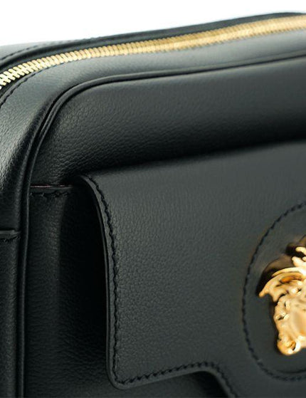 Versace Black Calf Leather Camera Shoulder Bag - Ellie Belle