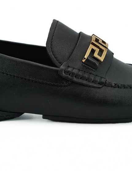 Versace Black Calf Leather Loafers Shoes - Ellie Belle