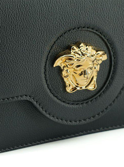 Versace Black Calf Leather Shoulder Bag - Ellie Belle