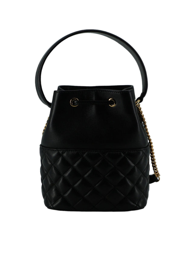 Versace Black Calf Leather Small Bucket Shoulder Bag - Ellie Belle