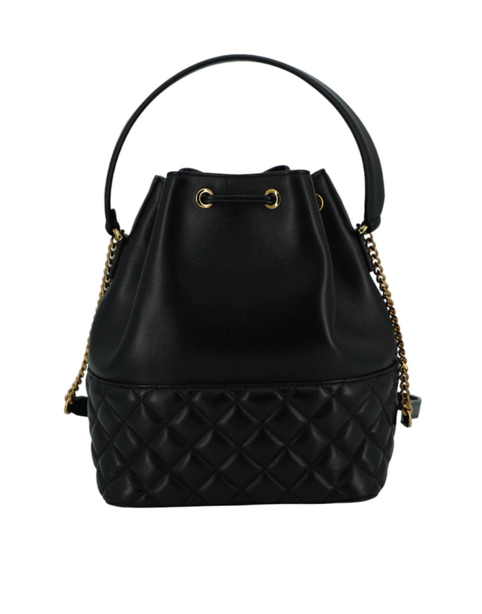 Versace Black Lamb Leather Bucket Shoulder Bag - Ellie Belle