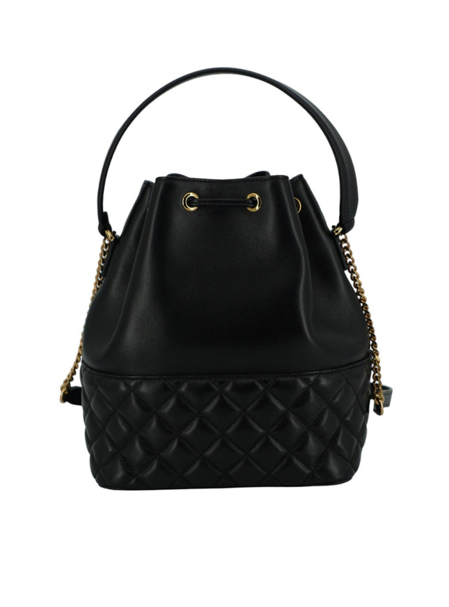 Versace Black Lamb Leather Bucket Shoulder Bag - Ellie Belle