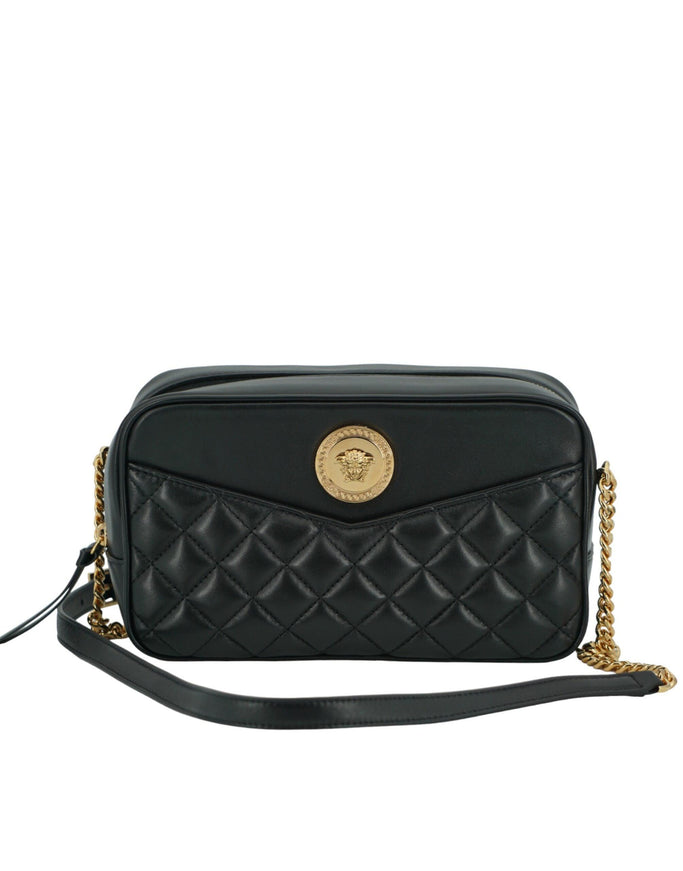 Versace Black Lamb Leather Medium Camera Shoulder Bag - Ellie Belle