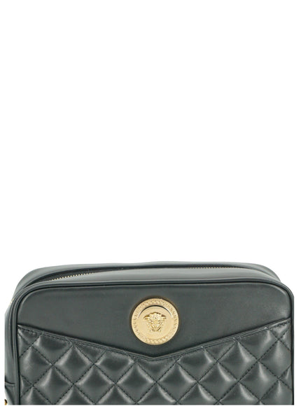 Versace Black Lamb Leather Medium Camera Shoulder Bag - Ellie Belle