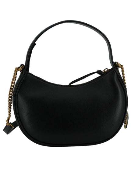 Versace Black Leather Half Moon Shoulder Bag - Ellie Belle