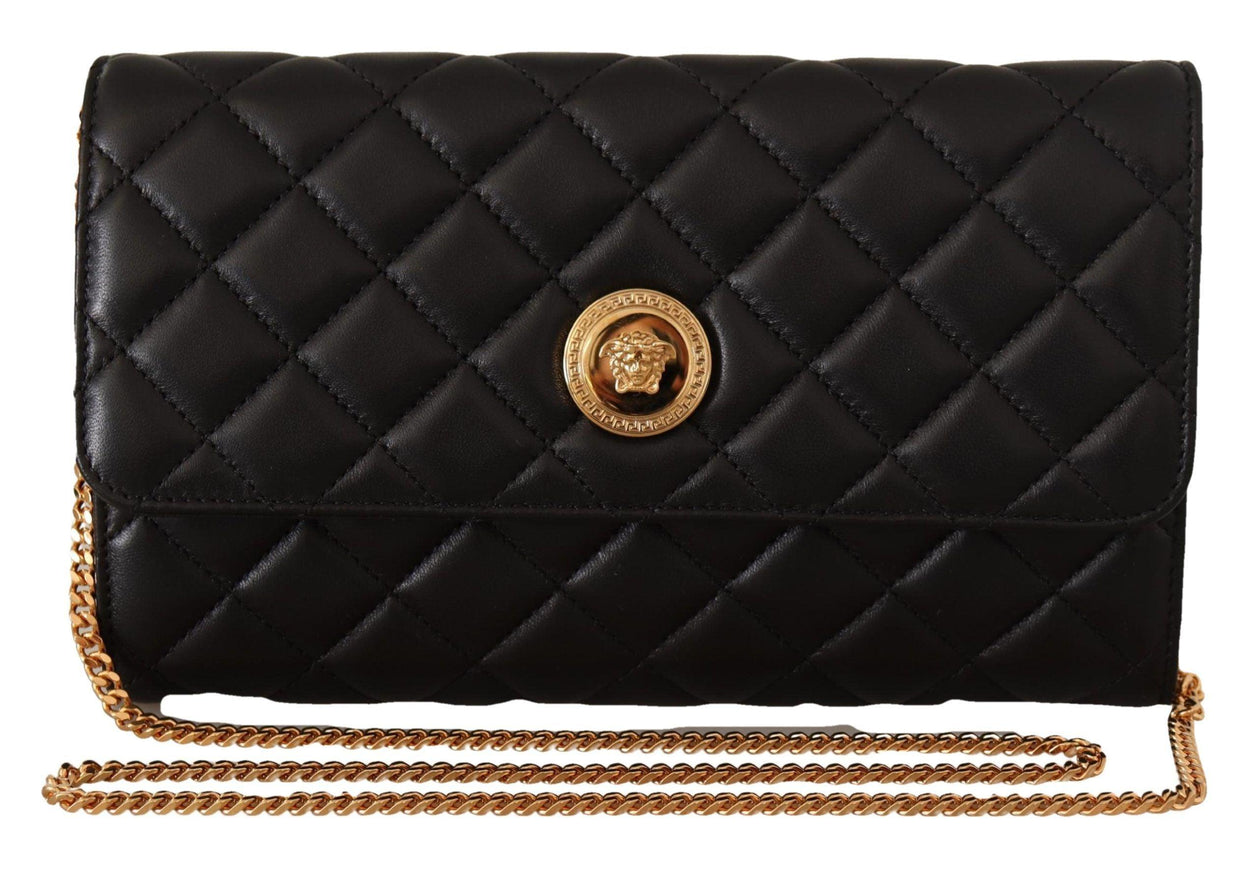 Versace Black Nappa Leather Medusa Evening Bag - Ellie Belle