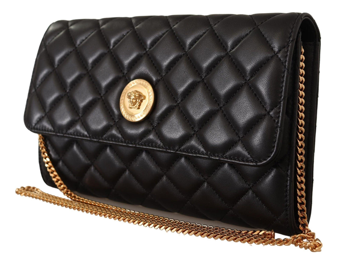 Versace Black Nappa Leather Medusa Evening Bag - Ellie Belle