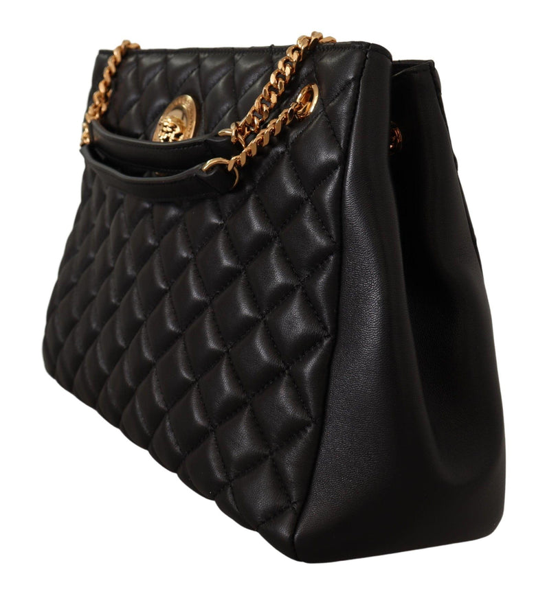 Versace Black Nappa Leather Medusa Large Tote Bag - Ellie Belle