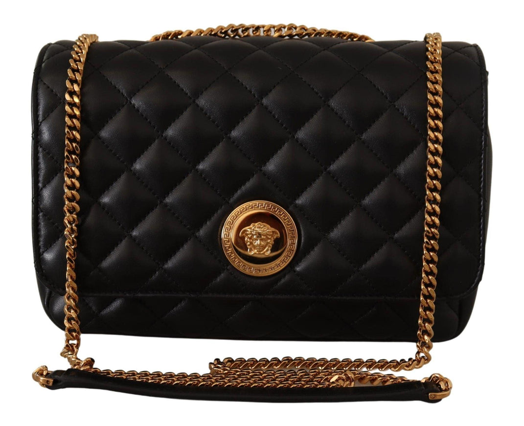 Versace Black Nappa Leather Medusa Shoulder Bag - Ellie Belle