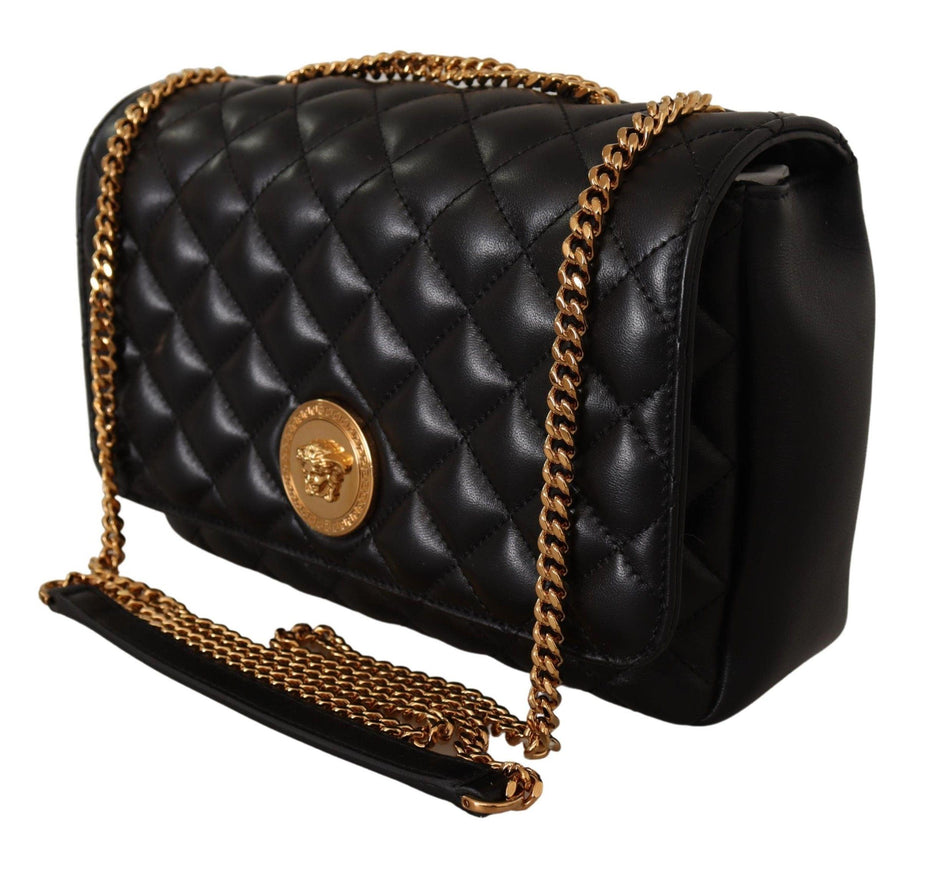 Versace Black Nappa Leather Medusa Shoulder Bag - Ellie Belle