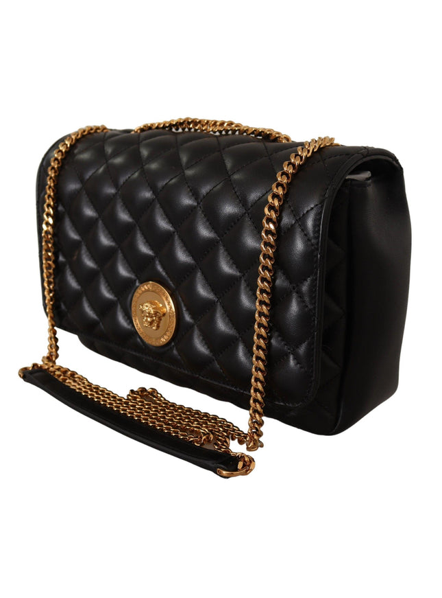 Versace Black Nappa Leather Medusa Shoulder Bag - Ellie Belle
