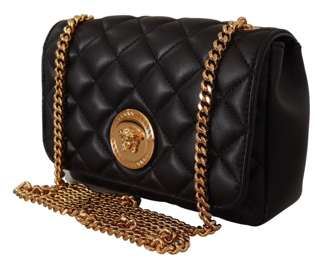 Versace Black Nappa Leather Medusa Small Shoulder Bag - Ellie Belle