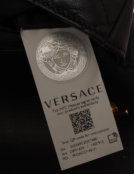Versace Black Nappa Leather Medusa Small Shoulder Bag - Ellie Belle