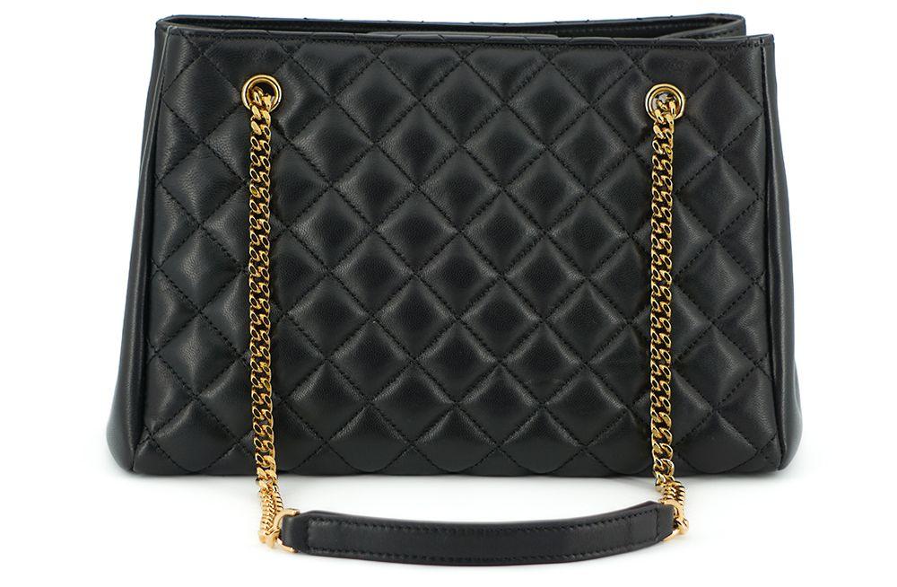 Versace Black Quilted Nappa Leather Medusa Tote Handbag - Ellie Belle