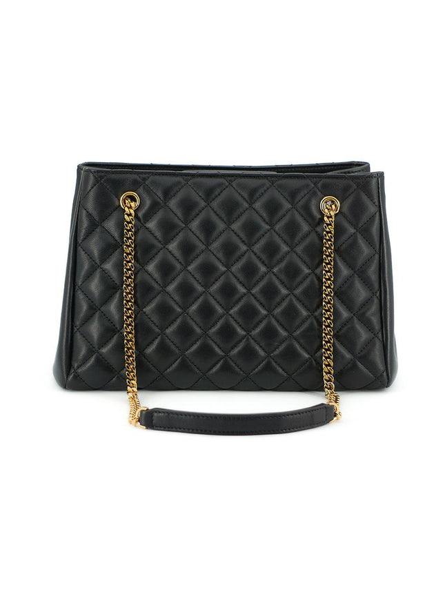 Versace Black Quilted Nappa Leather Medusa Tote Handbag - Ellie Belle